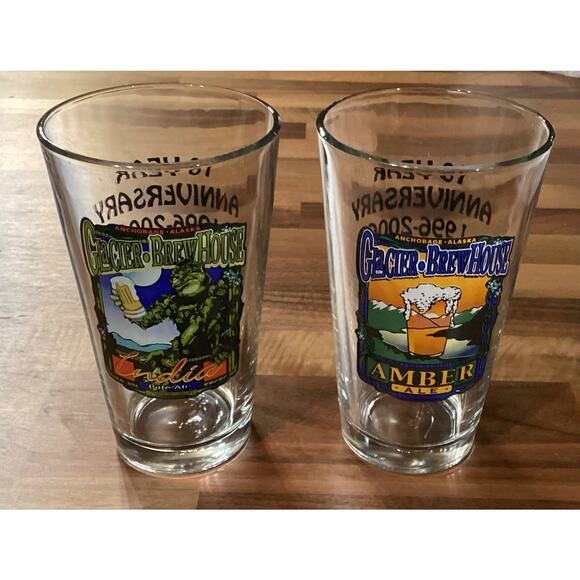 Anchorage Alaska Glacier Brewhouse India Pale Ale & Amber Ale Stout Glass Pints - Picture 1 of 10